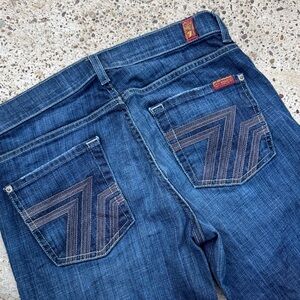 7 For All Mankind Blue Denim Jeans with Chevron Back Stitching